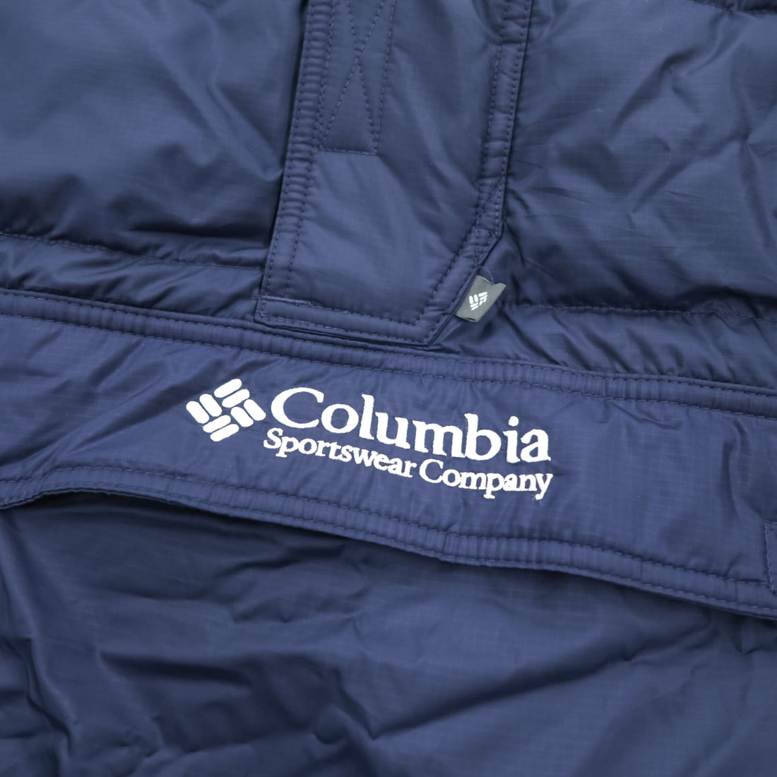 Columbia 中綿 Thermarator プルオーバージャケット アノラック L  ネイビー ドローコード  ハーフジップ WM1490