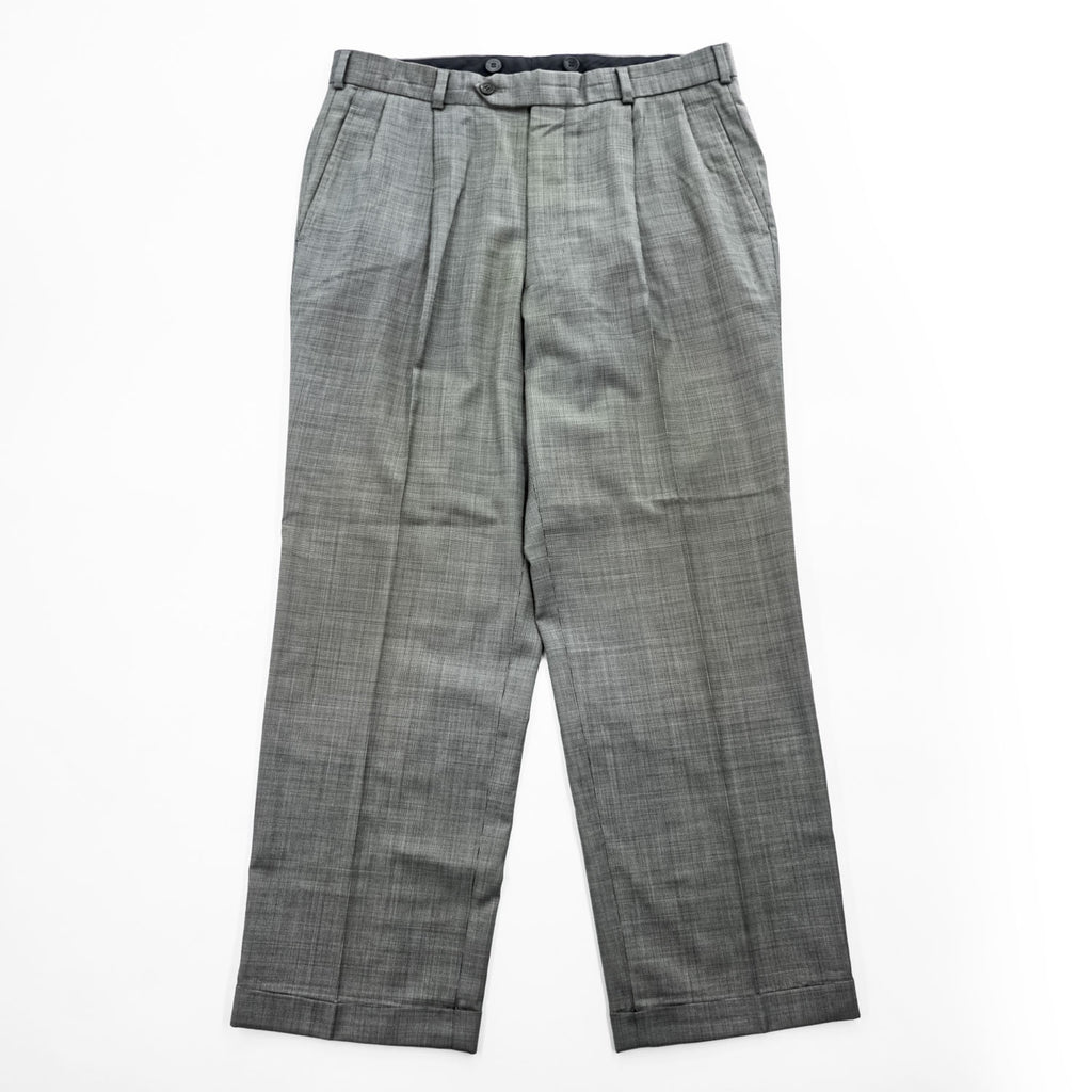 Brooks Brothers 2タック ワイド スラックス パンツ L グレー プリーツ ダブルカフス REGENT