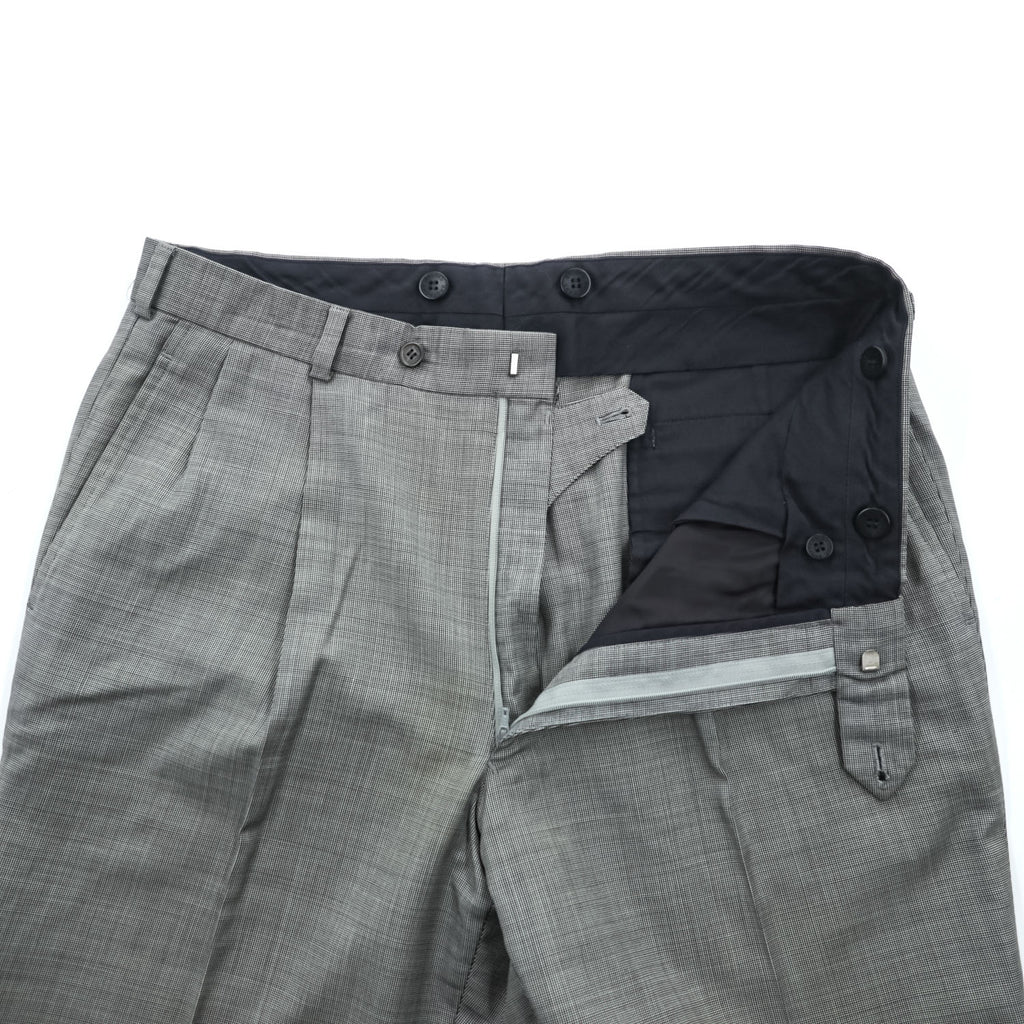 Brooks Brothers 2タック ワイド スラックス パンツ L グレー プリーツ ダブルカフス REGENT