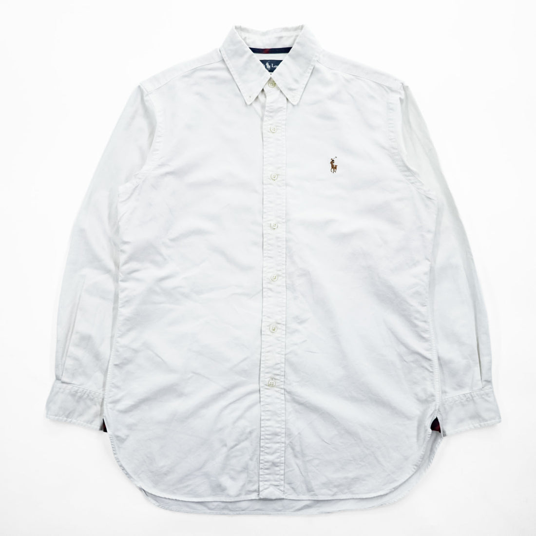 Ralph Lauren 90年代 ヴィンテージ 長袖 オックスフォードシャツ CLASSIC FIT M ホワイト ボタンダウン スモールポニー ロゴ 刺繍