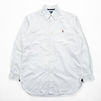 Ralph Lauren 90年代 ヴィンテージ 長袖 オックスフォードシャツ CLASSIC FIT M ホワイト ボタンダウン スモールポニー ロゴ 刺繍