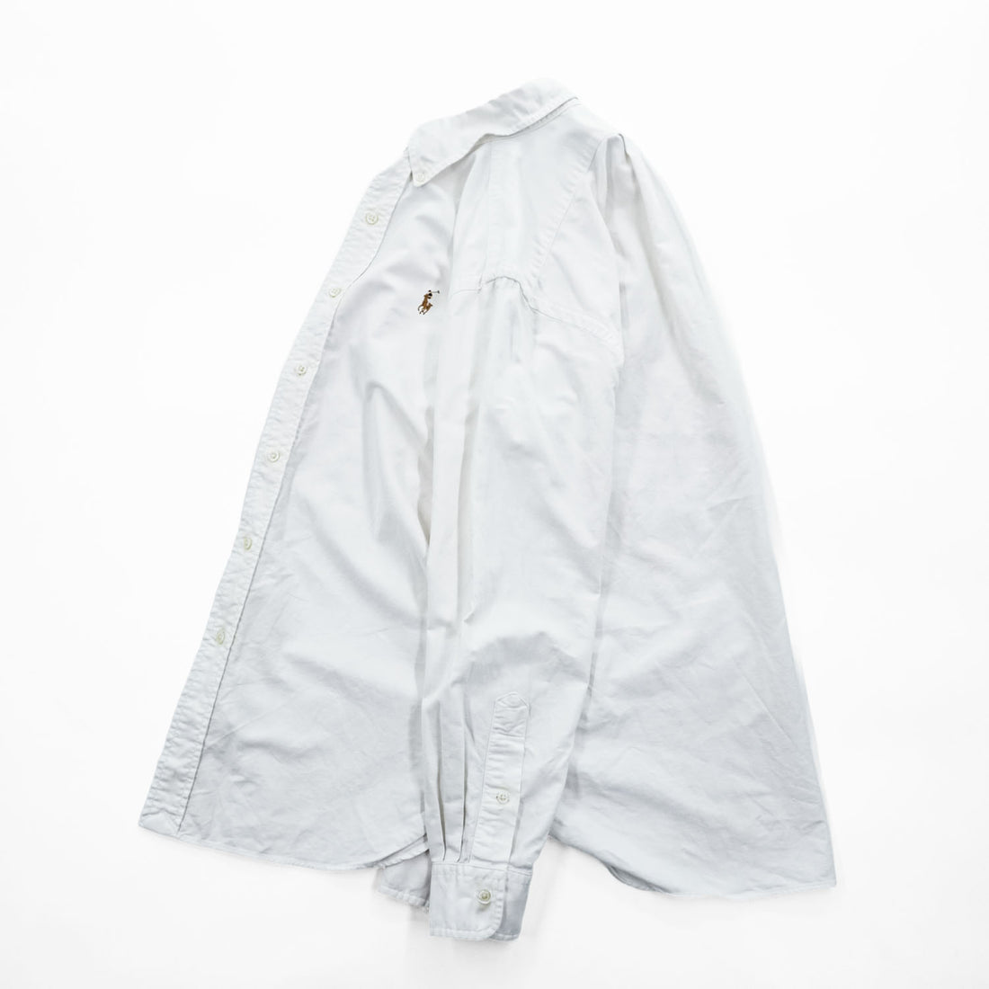 Ralph Lauren 90年代 ヴィンテージ 長袖 オックスフォードシャツ CLASSIC FIT M ホワイト ボタンダウン スモールポニー ロゴ 刺繍