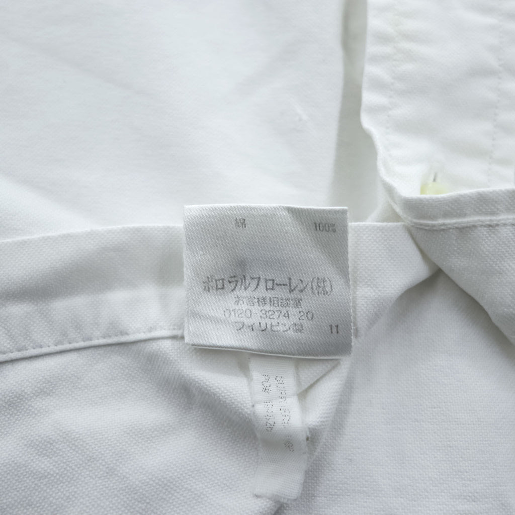 Ralph Lauren 90年代 ヴィンテージ 長袖 オックスフォードシャツ CLASSIC FIT M ホワイト ボタンダウン スモールポニー ロゴ 刺繍