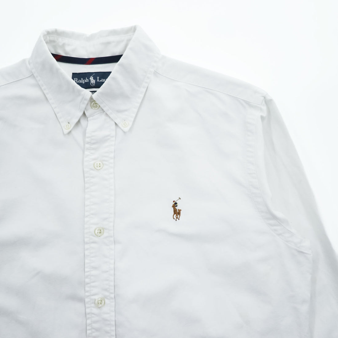 Ralph Lauren 90年代 ヴィンテージ 長袖 オックスフォードシャツ CLASSIC FIT M ホワイト ボタンダウン スモールポニー ロゴ 刺繍