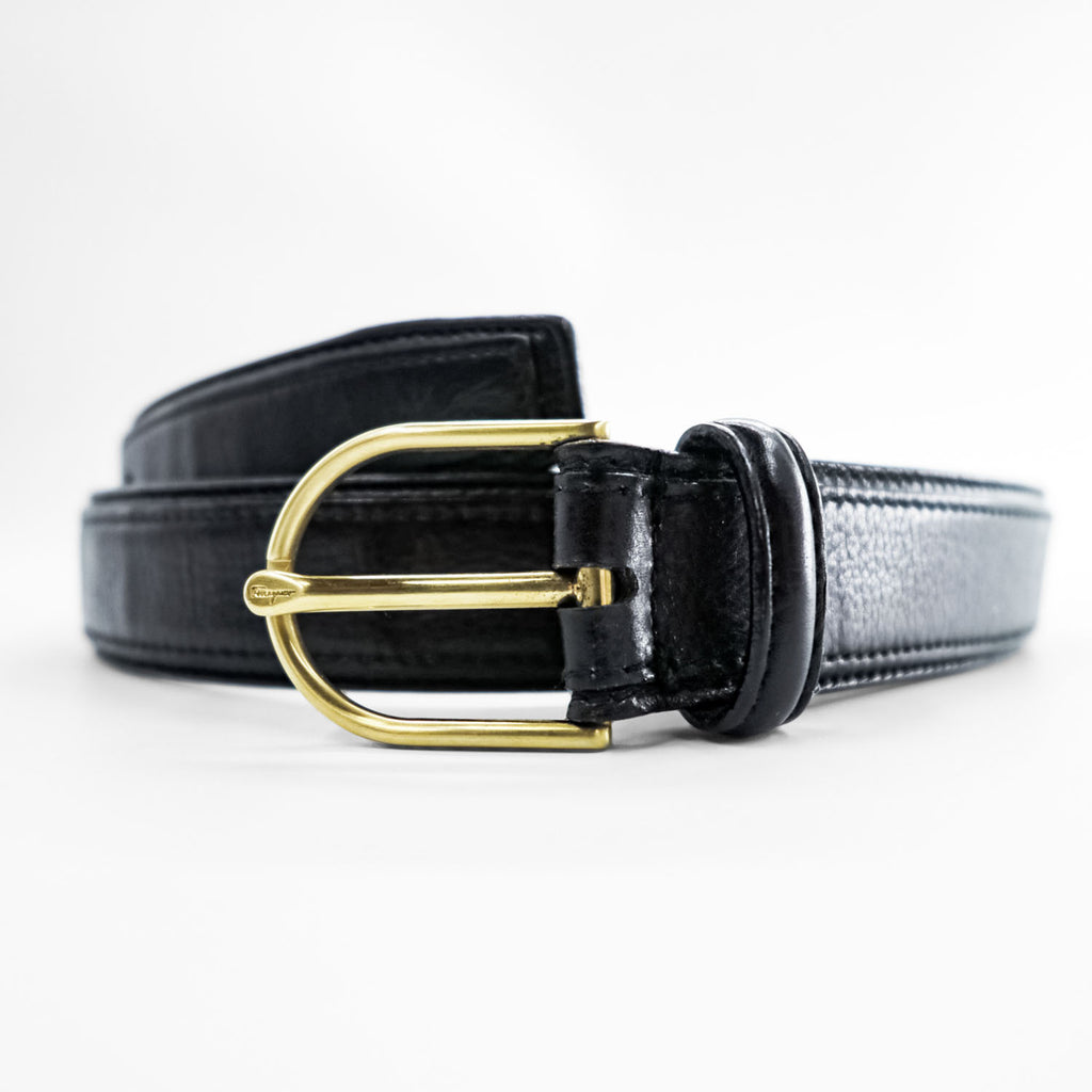 Salvatore Ferragamo ガンチーニ レザーベルト 36 ブラック ゴールド メタル バックル