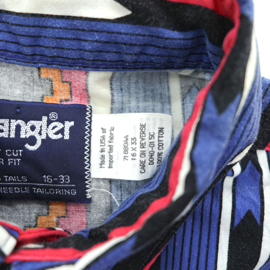 Wrangler 80年代 USA製 ヴィンテージ ネイティブ柄 コットン 長袖シャツ XL マルチカラー 総柄 ボタンダウン