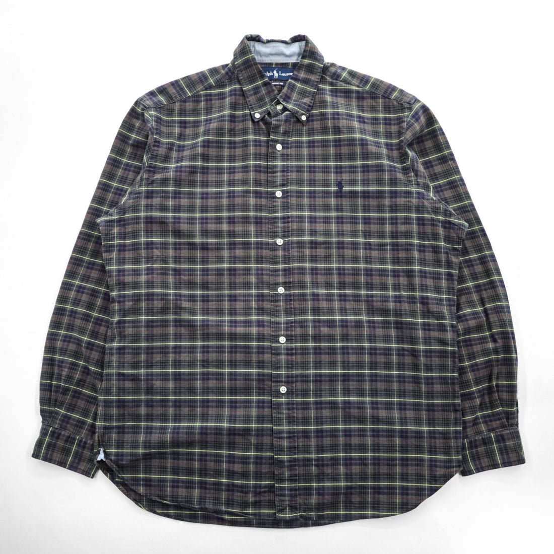 Ralph Lauren 90年代 ヴィンテージ 長袖 チェックシャツ CLASSIC FIT L グリーン ボタンダウン スモールポニー ロゴ 刺繍