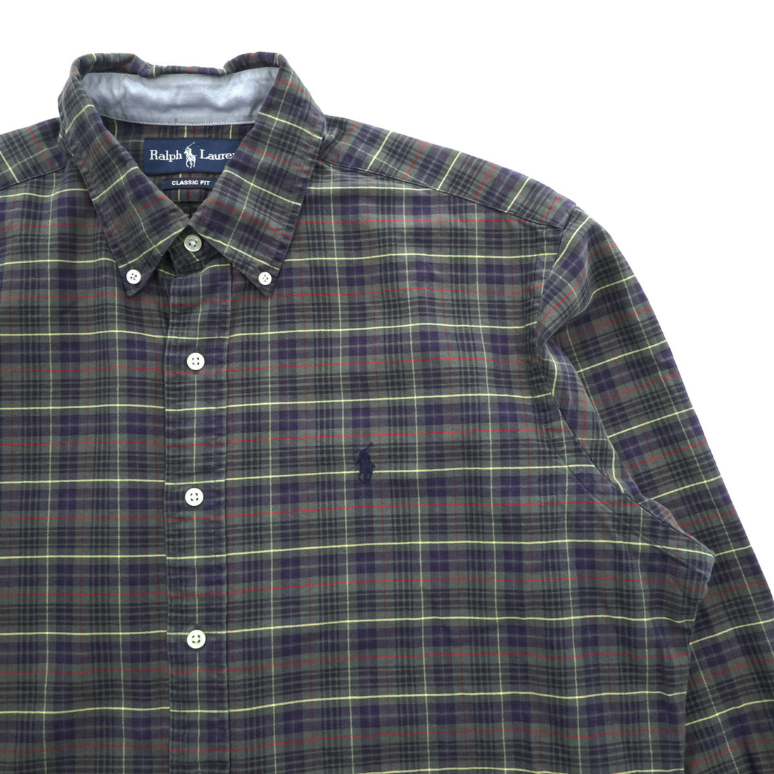 Ralph Lauren 90年代 ヴィンテージ 長袖 チェックシャツ CLASSIC FIT L グリーン ボタンダウン スモールポニー ロゴ 刺繍