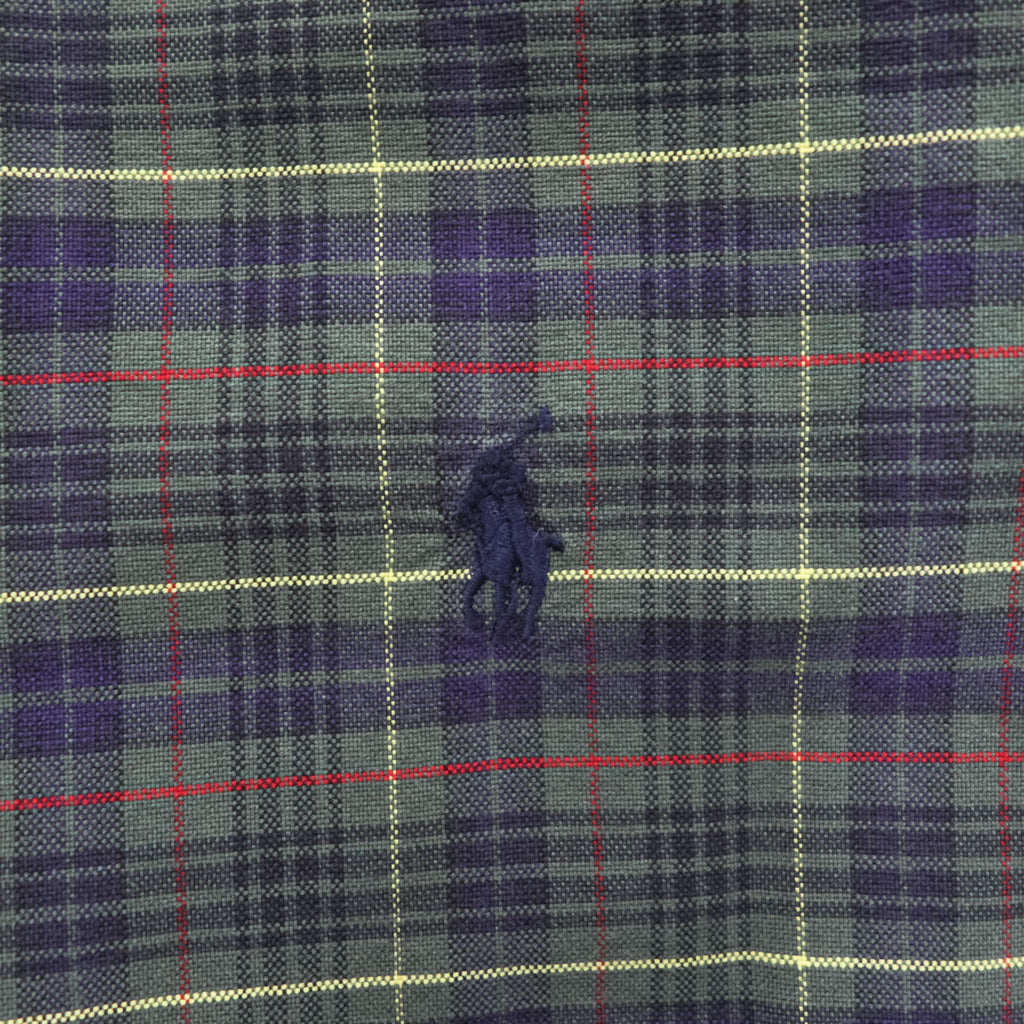 Ralph Lauren 90年代 ヴィンテージ 長袖 チェックシャツ CLASSIC FIT L グリーン ボタンダウン スモールポニー ロゴ 刺繍