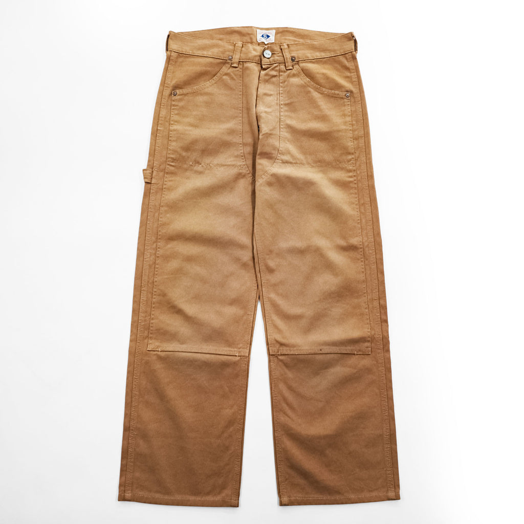 Pherrow's STORMY BLUE ダブルニー ダック ワークパンツ M ブラウン キャンバス シンチバック UNION MADE