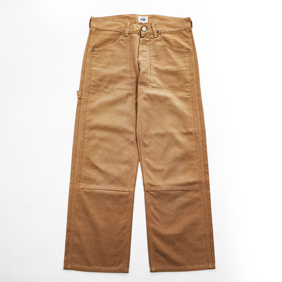 Pherrow's STORMY BLUE ダブルニー ダック ワークパンツ M ブラウン キャンバス シンチバック UNION MADE