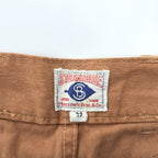 Pherrow's STORMY BLUE ダブルニー ダック ワークパンツ M ブラウン キャンバス シンチバック UNION MADE