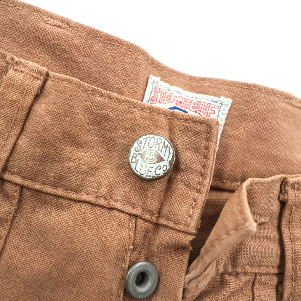 Pherrow's STORMY BLUE ダブルニー ダック ワークパンツ M ブラウン キャンバス シンチバック UNION MADE