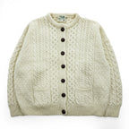 Carraig Donn 80年代 アイルランド製 ヴィンテージ アランニット カーディガン XL フィッシャーマン 生成り