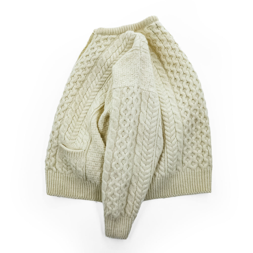 Carraig Donn 80年代 アイルランド製 ヴィンテージ アランニット カーディガン XL フィッシャーマン 生成り