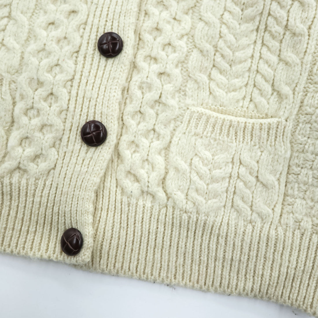 Carraig Donn 80年代 アイルランド製 ヴィンテージ アランニット カーディガン XL フィッシャーマン 生成り