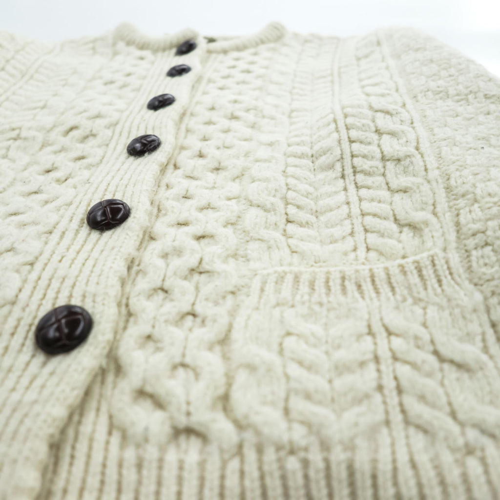 Carraig Donn 80年代 アイルランド製 ヴィンテージ アランニット カーディガン XL フィッシャーマン 生成り