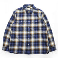 Levi's インド綿 コットン 長袖 オンブレチェックシャツ JACKSON WORKERS L ブルー ダブル フラップ 胸ポケット 19573-0281