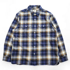 Levi's インド綿 コットン 長袖 オンブレチェックシャツ JACKSON WORKERS L ブルー ダブル フラップ 胸ポケット 19573-0281
