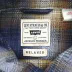 Levi's インド綿 コットン 長袖 オンブレチェックシャツ JACKSON WORKERS L ブルー ダブル フラップ 胸ポケット 19573-0281