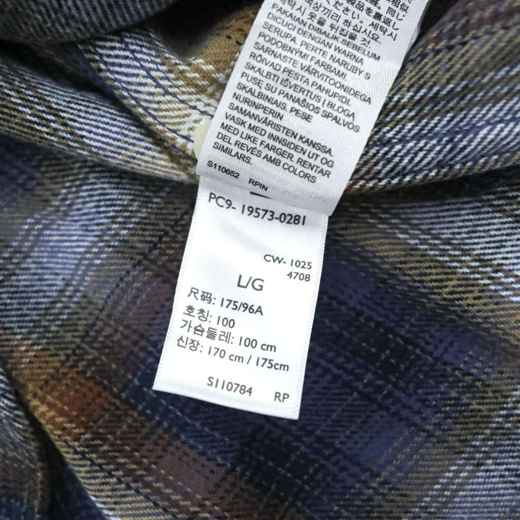 Levi's インド綿 コットン 長袖 オンブレチェックシャツ JACKSON WORKERS L ブルー ダブル フラップ 胸ポケット 19573-0281