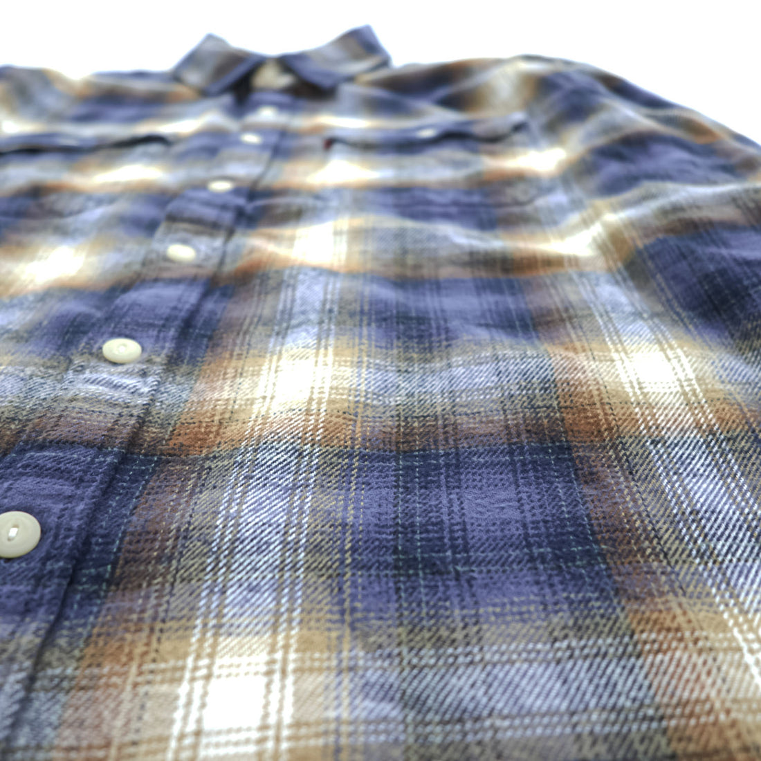 Levi's インド綿 コットン 長袖 オンブレチェックシャツ JACKSON WORKERS L ブルー ダブル フラップ 胸ポケット 19573-0281