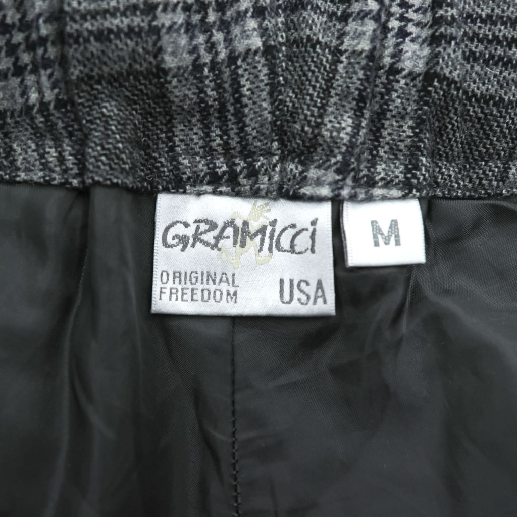 GRAMICCI グレンチェック パンツ M グレー ツイード パッチワーク ベルト付 GMP-18F638