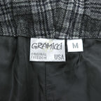 GRAMICCI グレンチェック パンツ M グレー ツイード パッチワーク ベルト付 GMP-18F638