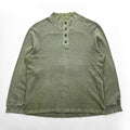 Sunny Sports ダメージ加工 ヘンリーネック サーマル 長袖 ロングスリーブ Tシャツ L カーキ UNION MADE エルボーパッチ