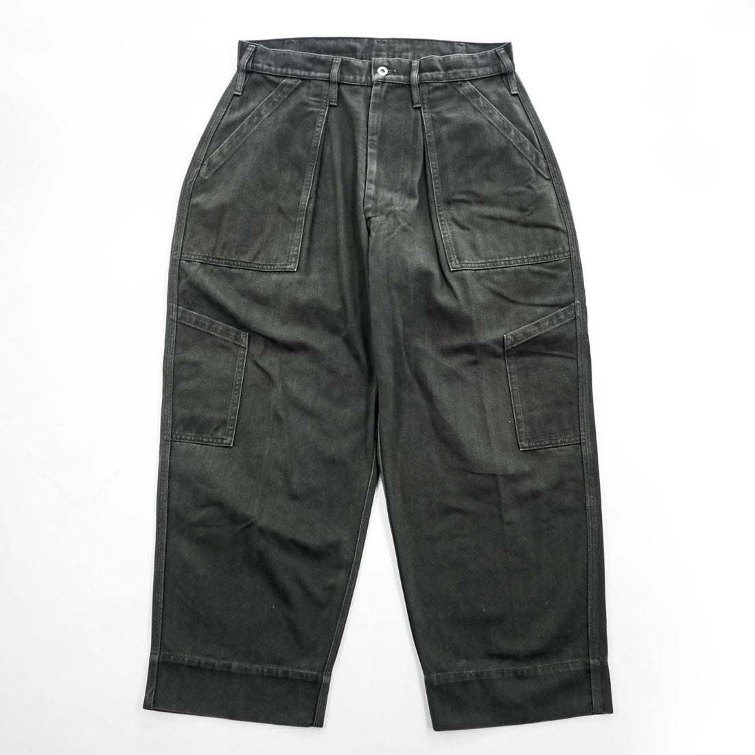 TUKI 日本製 コンバットパンツ COMBAT PANTS 0111 ヘリンボーン M ブラック ワイド