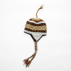 Made in Nepal Wool Earflap Knit Cap イヤーフラップ ニット帽 ノルディック柄 耳当て 三つ編み タッセル ウール100% ネパール製