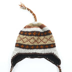 Made in Nepal Wool Earflap Knit Cap イヤーフラップ ニット帽 ノルディック柄 耳当て 三つ編み タッセル ウール100% ネパール製