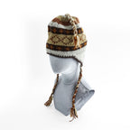 Made in Nepal Wool Earflap Knit Cap イヤーフラップ ニット帽 ノルディック柄 耳当て 三つ編み タッセル ウール100% ネパール製