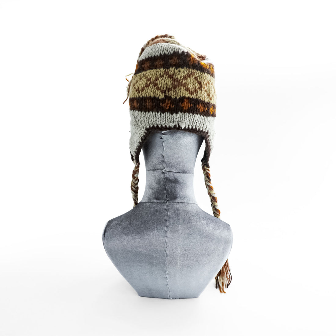 Made in Nepal Wool Earflap Knit Cap イヤーフラップ ニット帽 ノルディック柄 耳当て 三つ編み タッセル ウール100% ネパール製