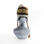 Made in Nepal Wool Earflap Knit Cap イヤーフラップ ニット帽 ノルディック柄 耳当て 三つ編み タッセル ウール100% ネパール製
