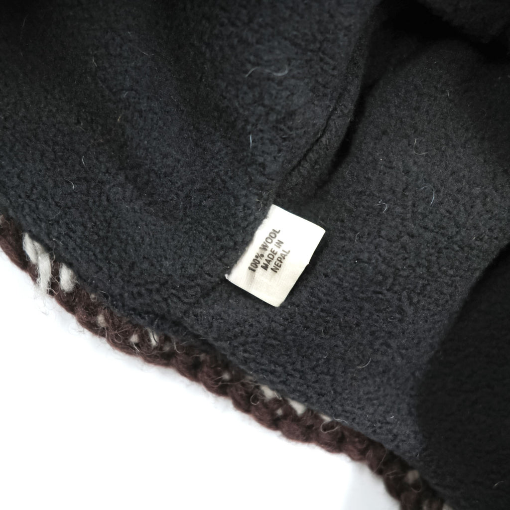 Made in Nepal Wool Earflap Knit Cap イヤーフラップ ニット帽 ノルディック柄 耳当て 三つ編み タッセル ウール100% ネパール製