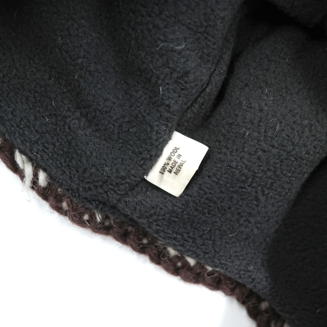 Made in Nepal Wool Earflap Knit Cap イヤーフラップ ニット帽 ノルディック柄 耳当て 三つ編み タッセル ウール100% ネパール製