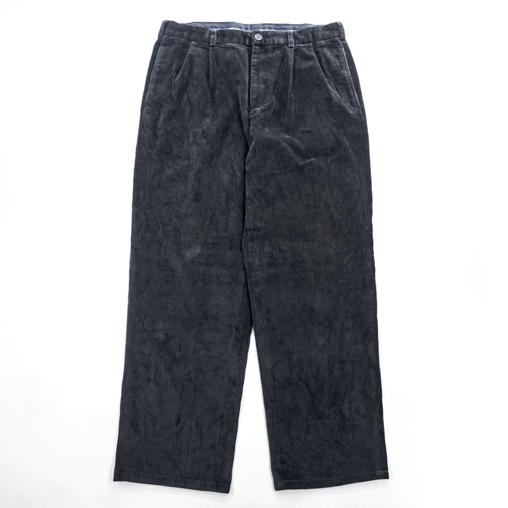 Brooks Brothers ワイド 2タック コーデュロイパンツ スラックス L ブラック プリーツ THOMPSON