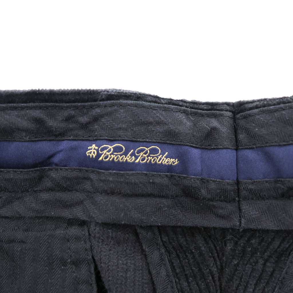 Brooks Brothers ワイド 2タック コーデュロイパンツ スラックス L ブラック プリーツ THOMPSON