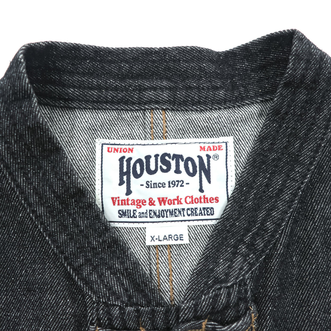 HOUSTON ブラックデニム チャイナジャケット カバーオール XL コットン 51359