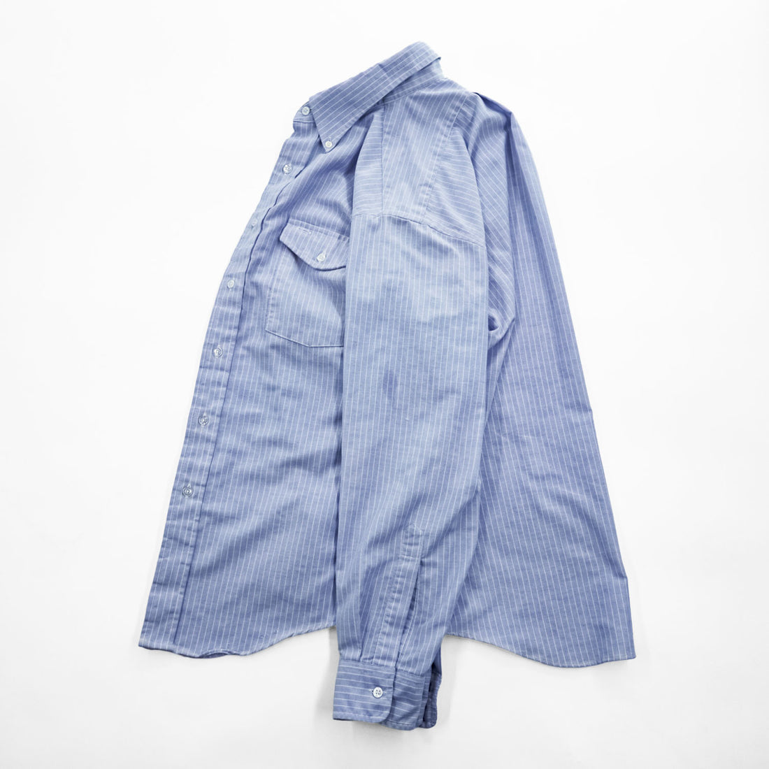 L.L.Bean 90年代 USA製 ヴィンテージ 長袖 ボタンダウンシャツ L ブルー ストライプ フラップ 胸ポケット