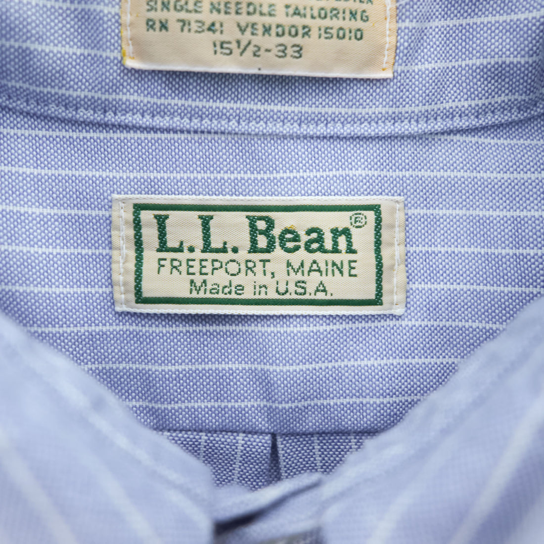 L.L.Bean 90年代 USA製 ヴィンテージ 長袖 ボタンダウンシャツ L ブルー ストライプ フラップ 胸ポケット