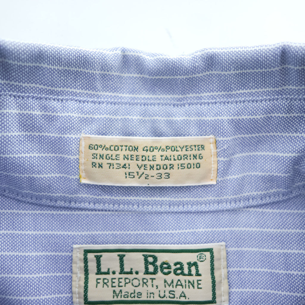 L.L.Bean 90年代 USA製 ヴィンテージ 長袖 ボタンダウンシャツ L ブルー ストライプ フラップ 胸ポケット