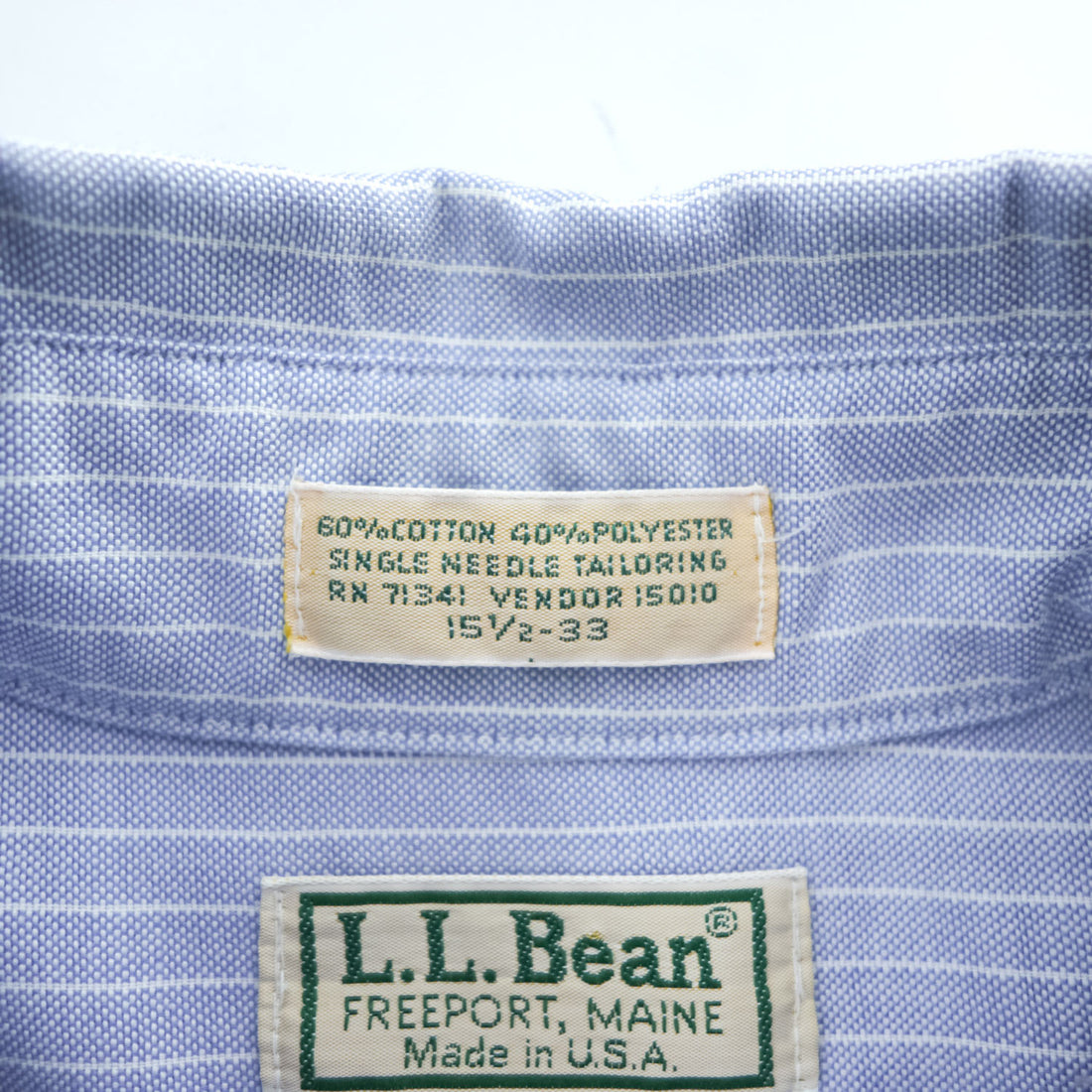 L.L.Bean 90年代 USA製 ヴィンテージ 長袖 ボタンダウンシャツ L ブルー ストライプ フラップ 胸ポケット
