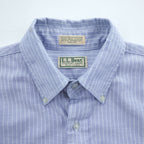 L.L.Bean 90年代 USA製 ヴィンテージ 長袖 ボタンダウンシャツ L ブルー ストライプ フラップ 胸ポケット