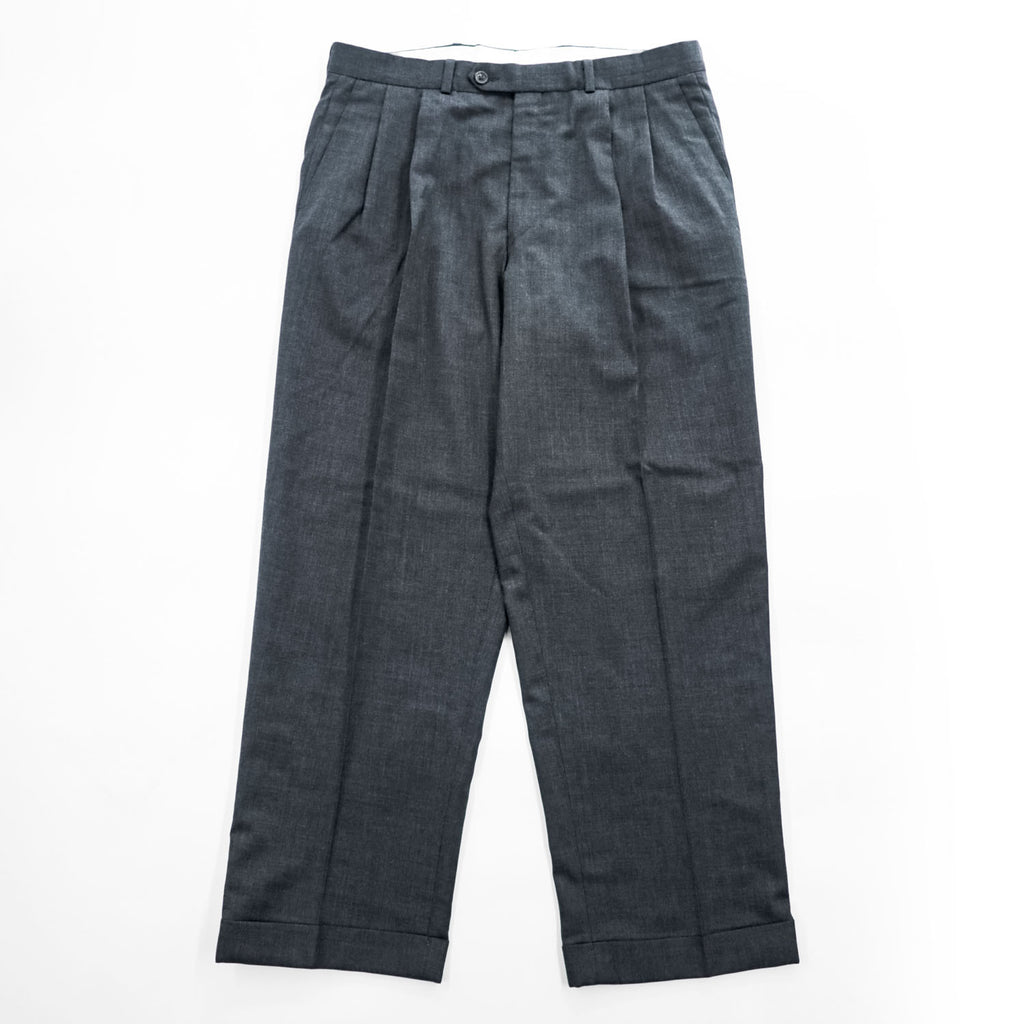 CHAPS Ralph Lauren カナダ製 90年代 ヴィンテージ スラックス パンツ L グレー ワイド プリーツ ダブルカフス