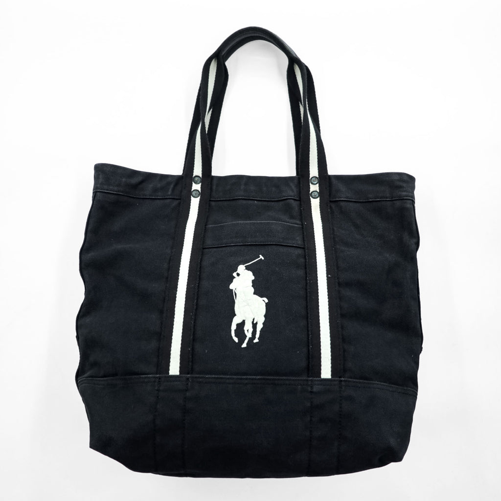 Polo Ralph Lauren ビッグポニー 刺繍 キャンバス トートバッグ ブラック ヴィンテージ加工