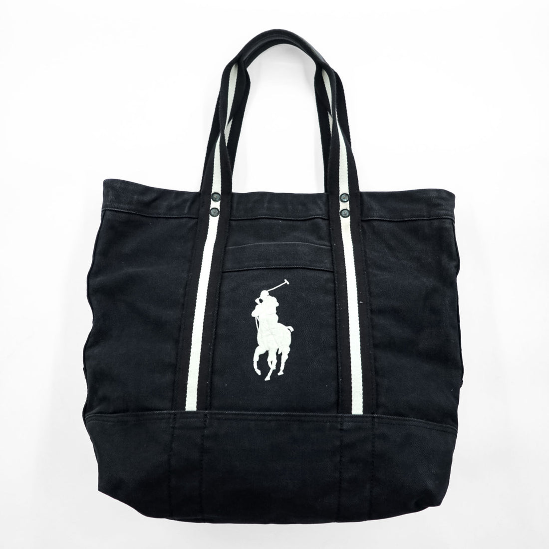 Polo Ralph Lauren ビッグポニー 刺繍 キャンバス トートバッグ ブラック ヴィンテージ加工