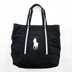 Polo Ralph Lauren ビッグポニー 刺繍 キャンバス トートバッグ ブラック ヴィンテージ加工