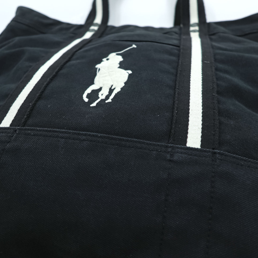 Polo Ralph Lauren ビッグポニー 刺繍 キャンバス トートバッグ ブラック ヴィンテージ加工